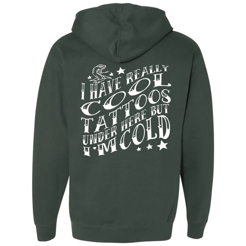 InkAddict XXL Dark Green Hoodie with Graphic Print